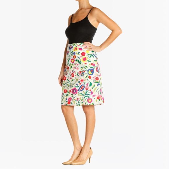 Boden White Printed Side Pockets A-Line Women’s Skirt - 8 - Picture 15 of 15